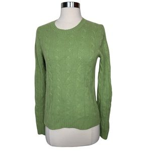 Evelyn Grace Cashmere Green Cableknit Scoop Neck Soft Long Sleeve Sweater XL